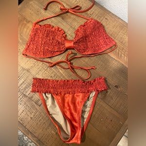 Silk Victorias Secret Y2K bathing suit rust/orange top size M bottom sizeXS